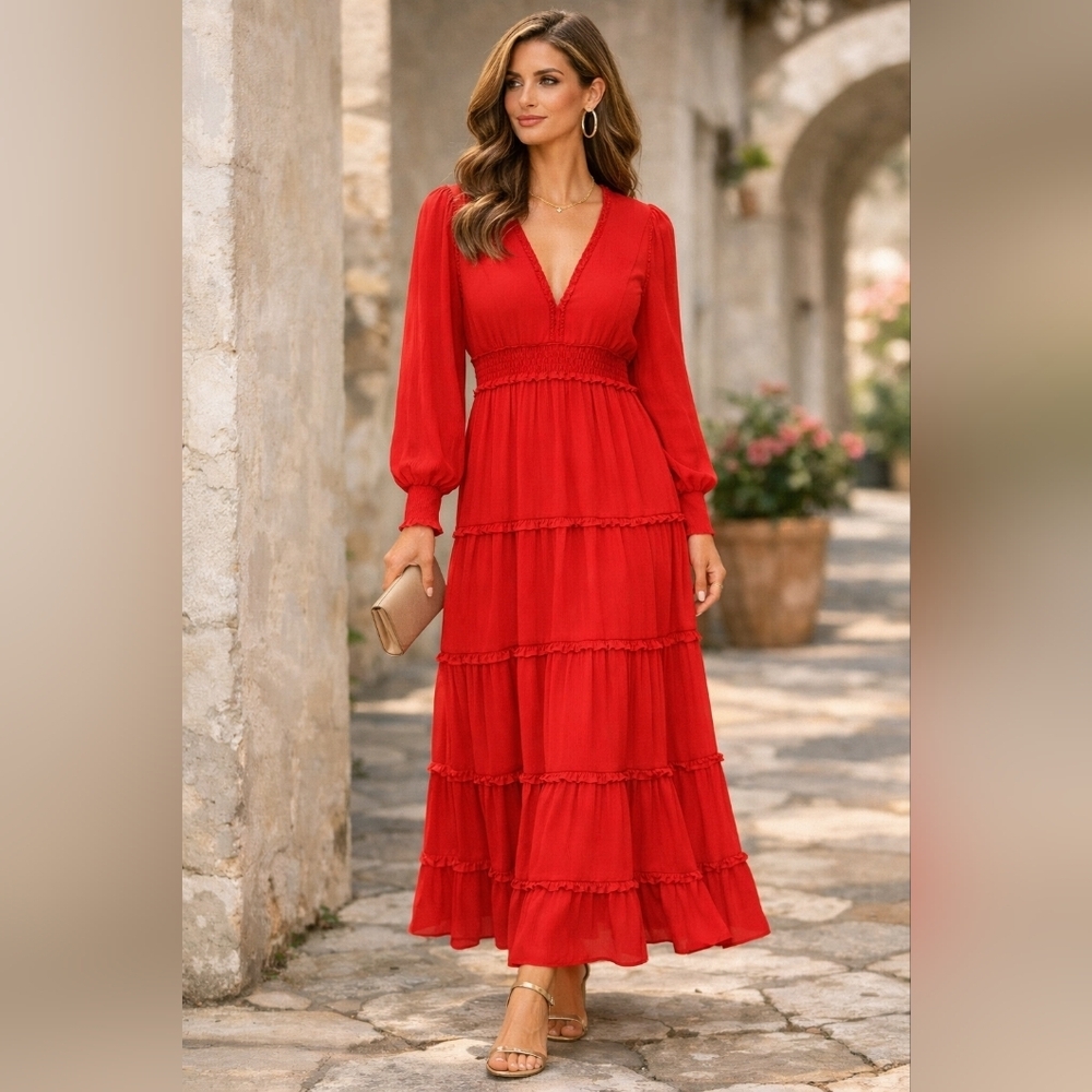 Chelsea & Violet Vibrant Red Maxi Dress
